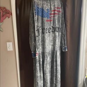 Gray Freedom Duster with American Flag Design